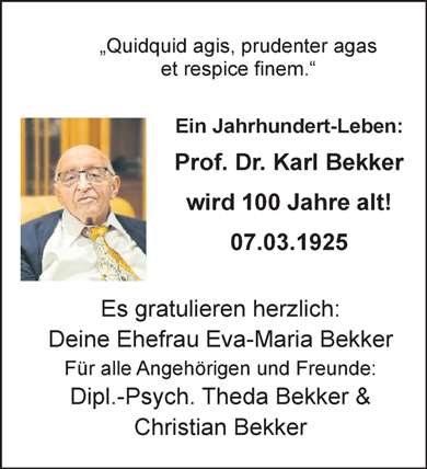 Zur Glückwunschseite von Karl Bekker