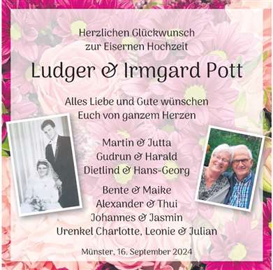 Zur Glückwunschseite von Ludger & Irmgard Pott