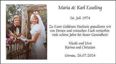 Zur Glückwunschseite von Maria & Karl Esseling